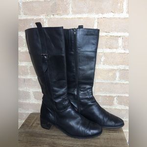 Easy Spirit Women’s Black Soft Leather Zip Up Mid-Calf Riding Boots Size 9.5